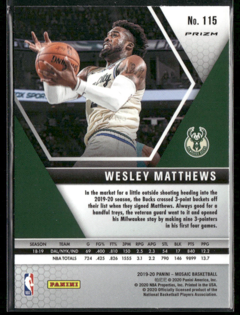 2019 Panini Mosaic Wesley Matthews #115 Genesis Short Print