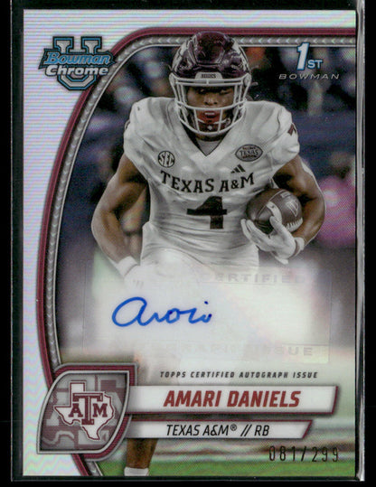 2024 Bowman Chrome University Amari Daniels #PA-AND Refractor Autograph /299