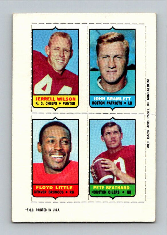 1969 Topps Pete Beathard Jerrell Willson Floyd Little John Bramlett Four-in-One