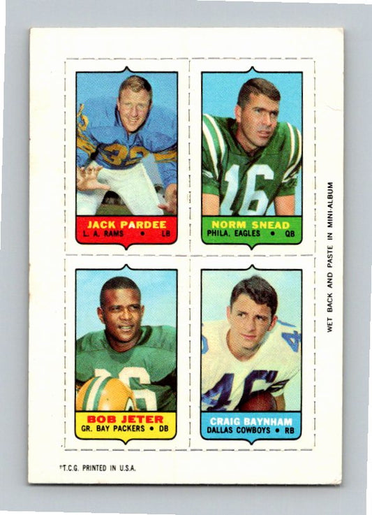 1969 Topps Norm Snead Jack Pardee Bob Jeter Craig Baynham Four-in-One Singles