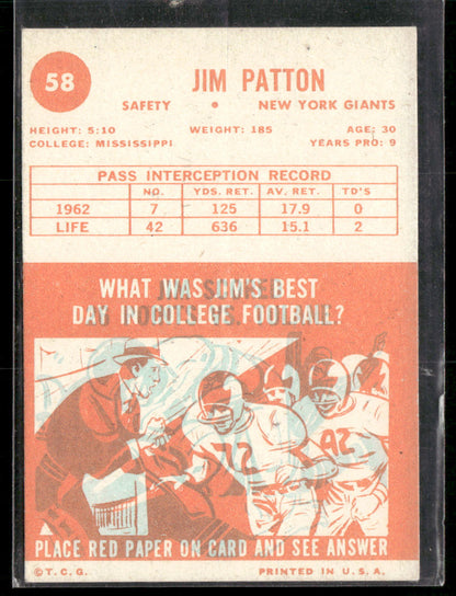 1963 Topps Jim Patton #58