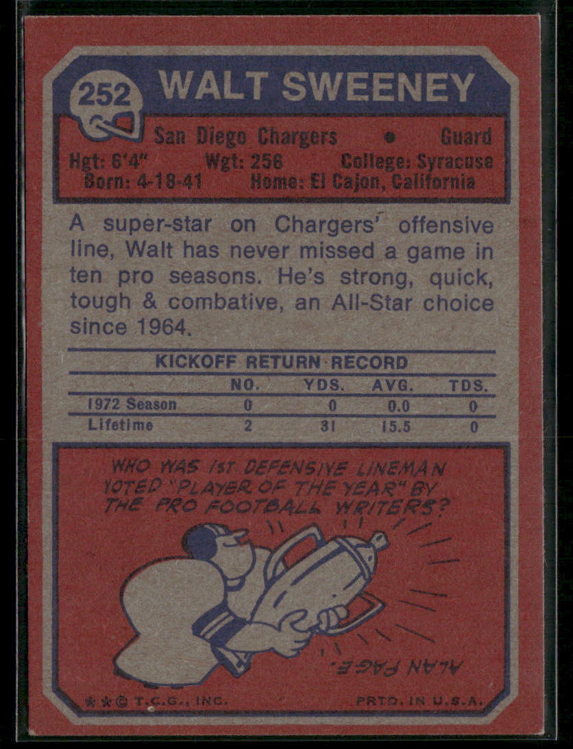 1973 Topps Walt Sweeney #252