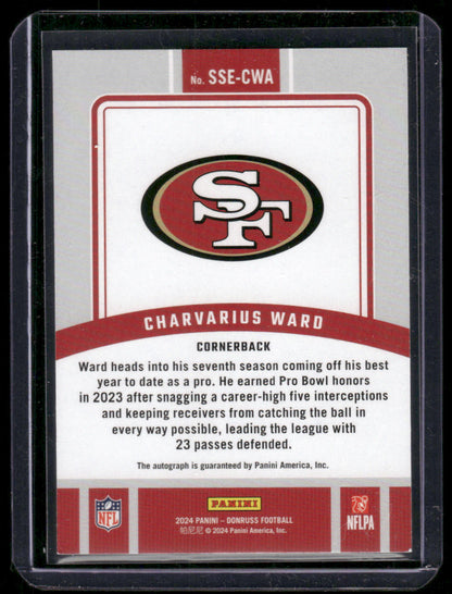 2024 Panini Donruss Charvarius Ward #SSE-CWA Autograph