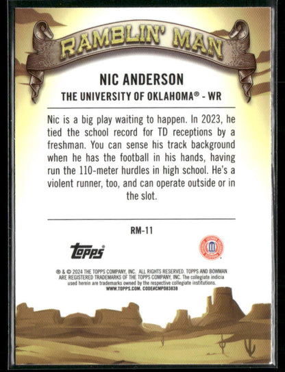 2024 Bowman Chrome University Nic Anderson #RM-11