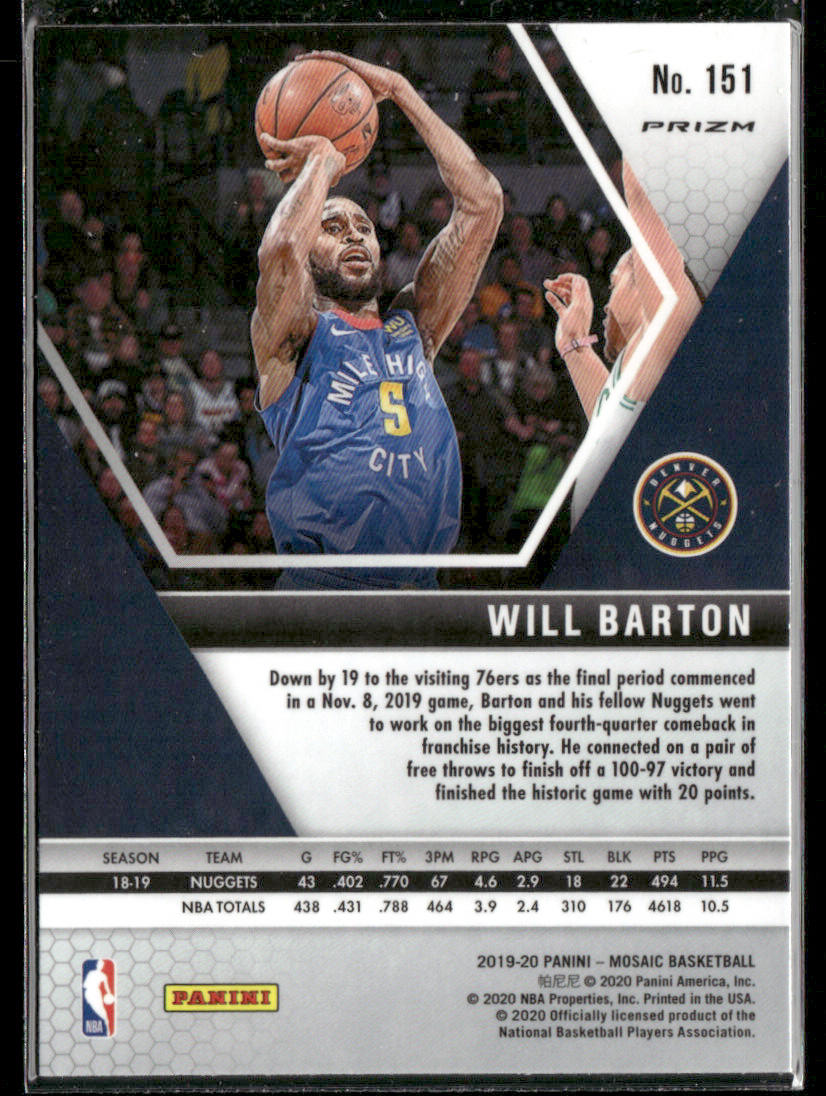 2019 Panini Mosaic Will Barton #151 Genesis Short Print