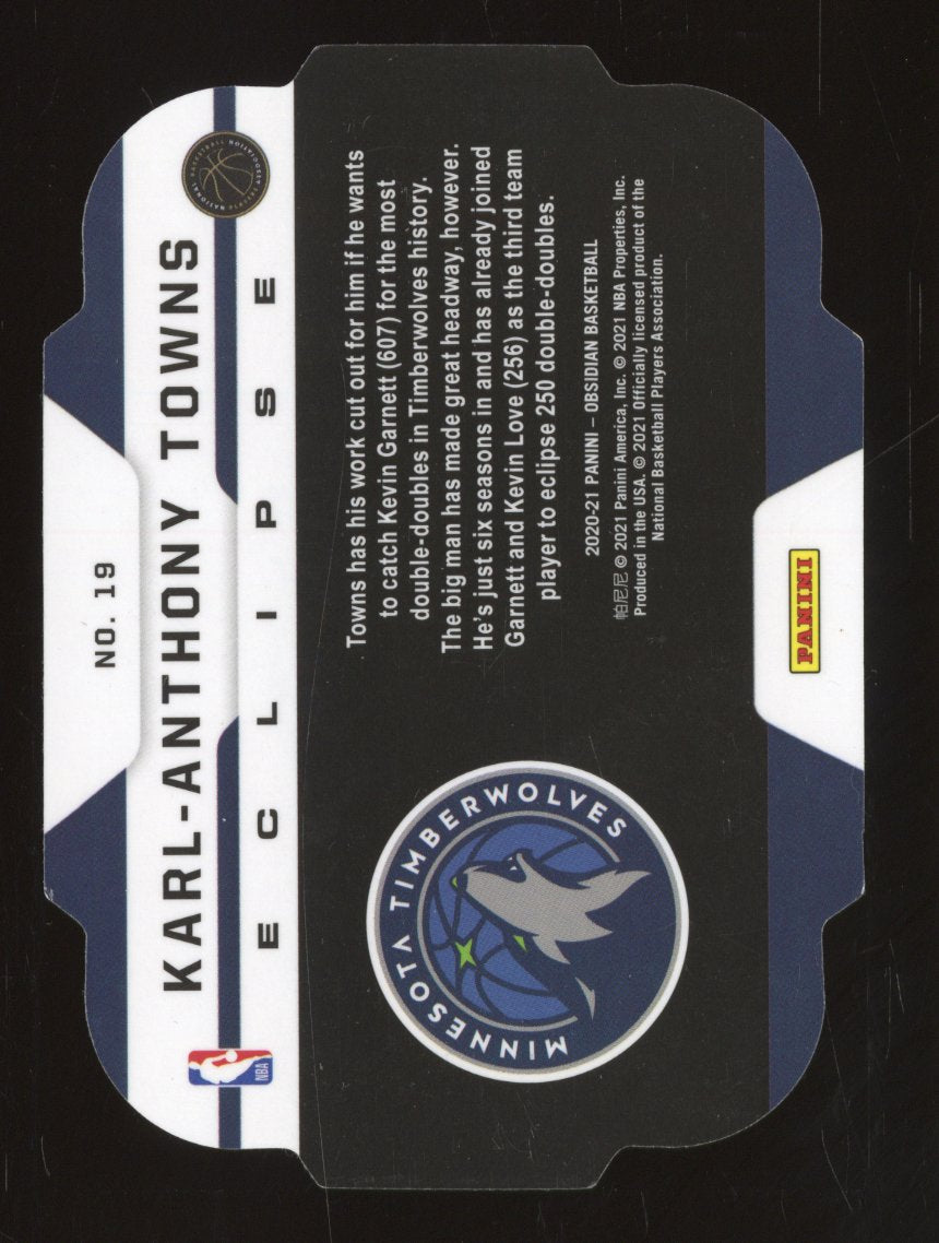 2020-21 Panini Obsidian Karl-Anthony Towns #19 Electric Etch Red Eclipse