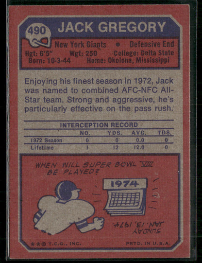 1973 Topps Jack Gregory #490