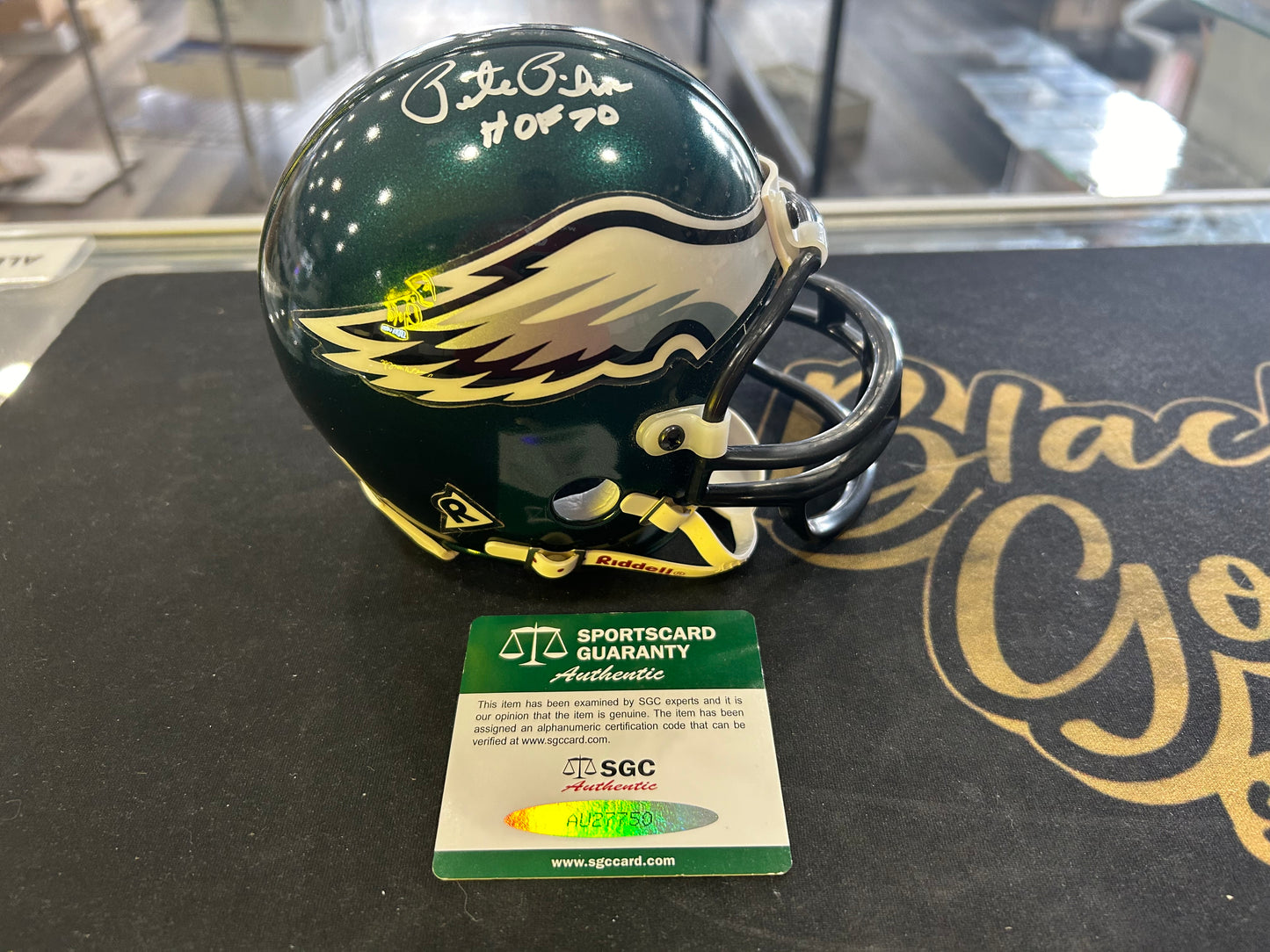 Pete Phios Philadelphia Eagles Signed Football Autographed Mini Helmet Hemlet