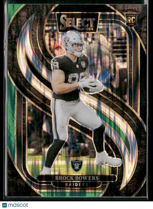 2024 Panini Select Brock Bowers #118 Green And Black Shock Prizm RC Rookie