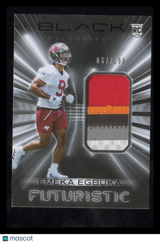 2025 Panini Black Emeka Egbuka #FUT-EEA Futuristic Patch RC Rookie 067/199