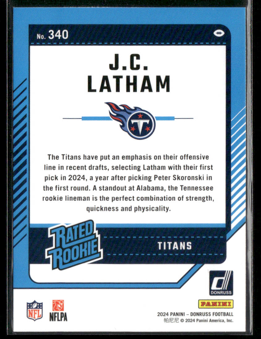 2024 Panini Donruss J.C. Latham #340 Rated Rookie