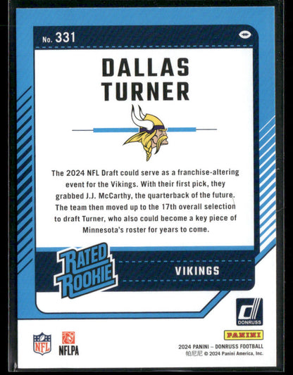 2024 Donruss Dallas Turner #331 Rated Rookie Press Proof Green