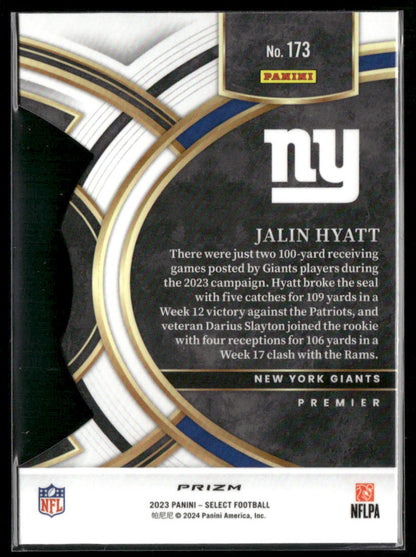 2023 Panini Select Jalin Hyatt #173 Die Cut Silver Prizm RC