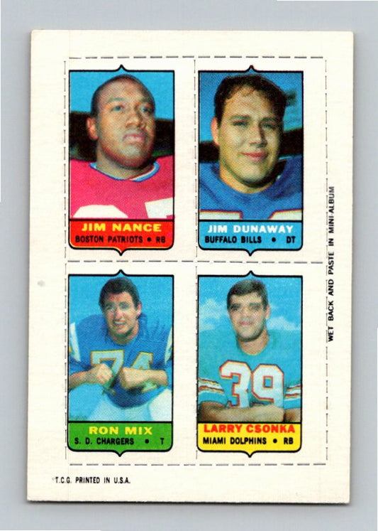 1969 Topps Ron Mix Jim Nance Larry Csonka Jim Dunaway Four-in-One Singles