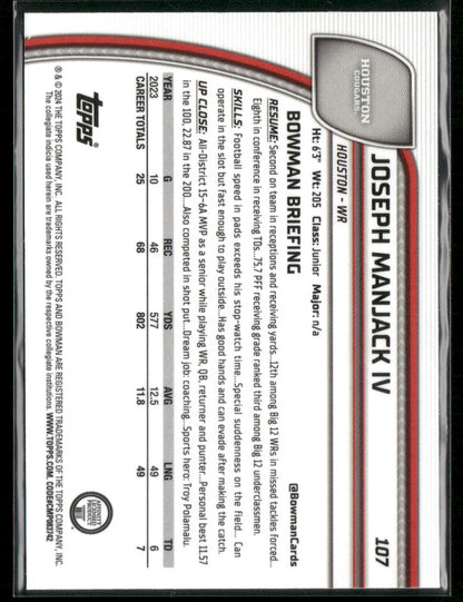 2024 Bowman Chrome University Joseph Manjack IV #107 XFractor