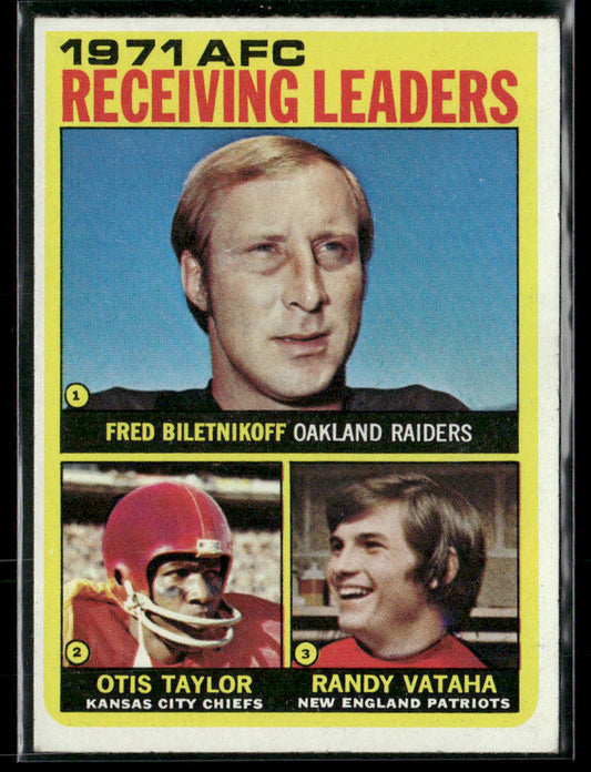 1972 Topps Randy Vataha Otis Taylor Fred Biletnikoff #5 Receiving Leaders