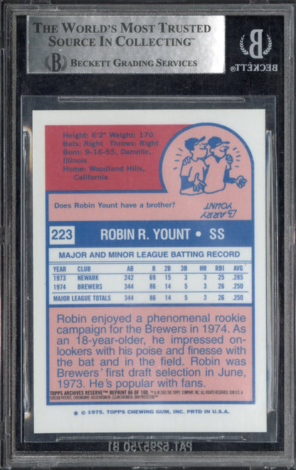 2001 Topps Archives Reserve Robin Yount 75 #86 BGS 0