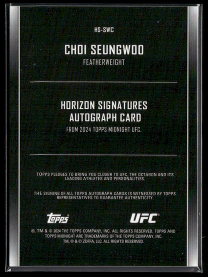 2024 Topps Midnight UFC Choi Seungwoo #HS-SWC Horizon Autograph