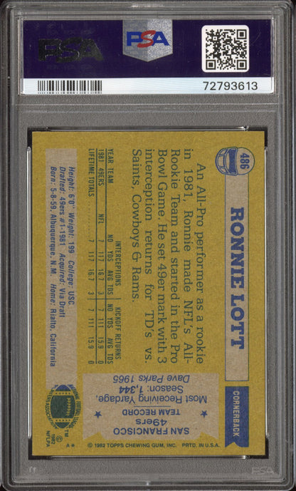 1982 Topps Ronnie Lott #486 All Pro PSA 5