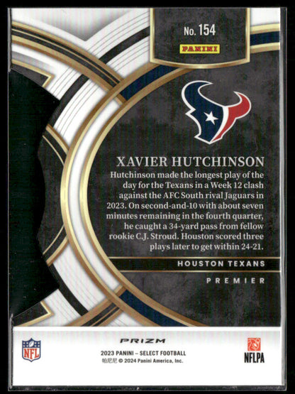 2023 Panini Select Xavier Hutchinson #154 Die Cut RC