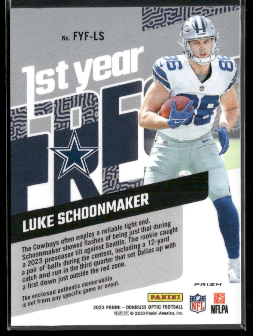 2023 Panini Donruss Optic Luke Schoonmaker #FYF-LS 1st Year Fresh Hyper Relic