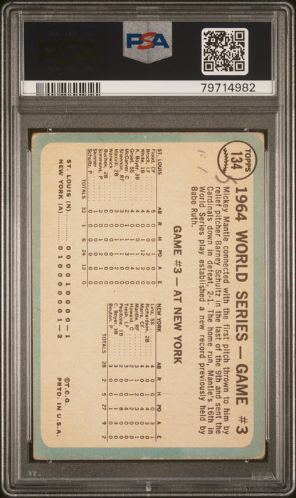 1965 Topps World Series Game 3 #134 Mantle's Clutch HR MK PSA 3