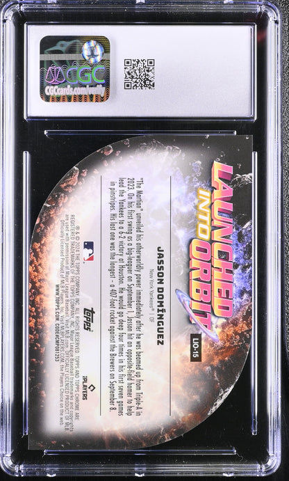 2024 Topps Cosmic Chrome Jasson Dominguez #LIO-15 Orange Gal Ref /25 CGC 9