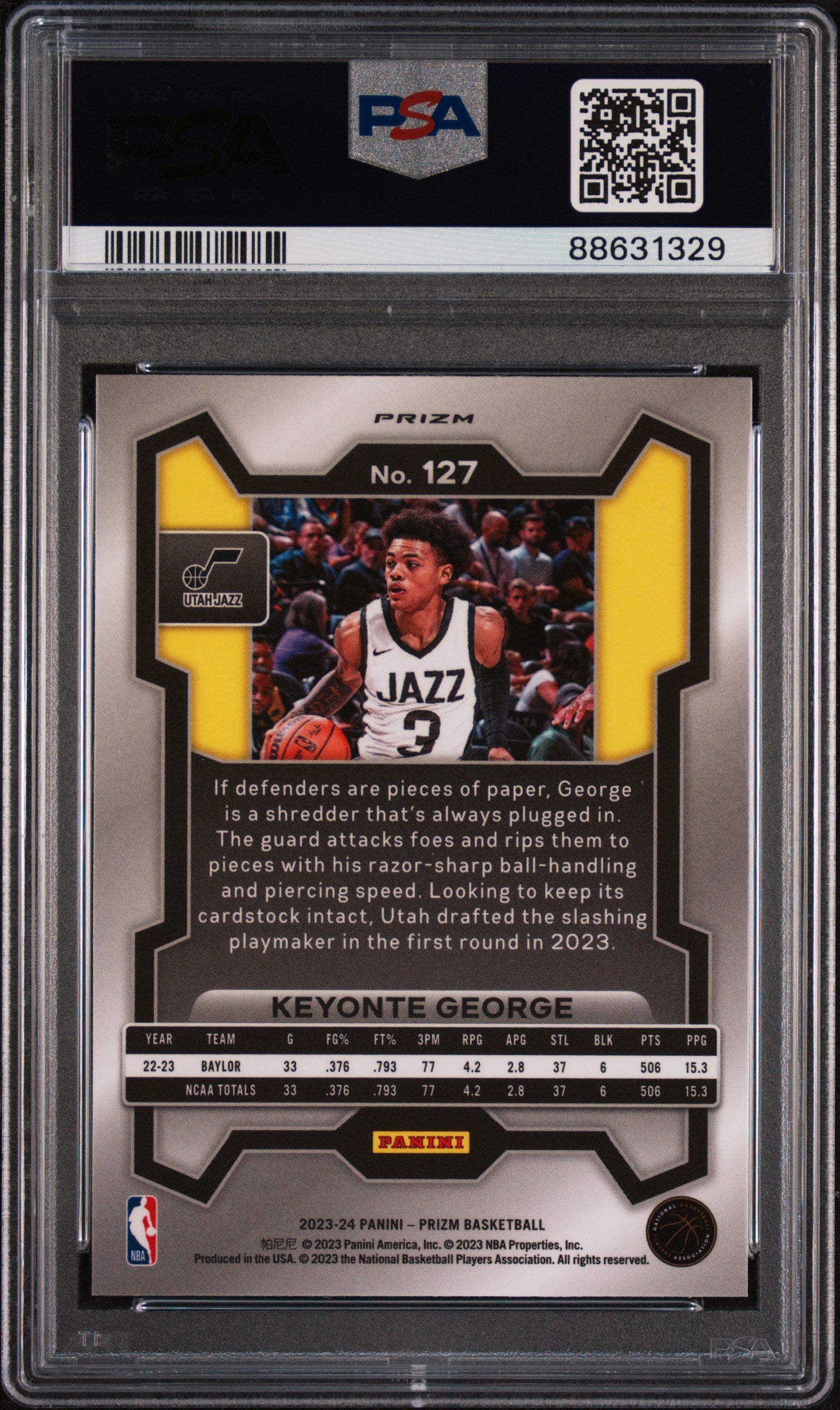 2023 Panini Prizm Keyonte George #127 Ice PSA 10