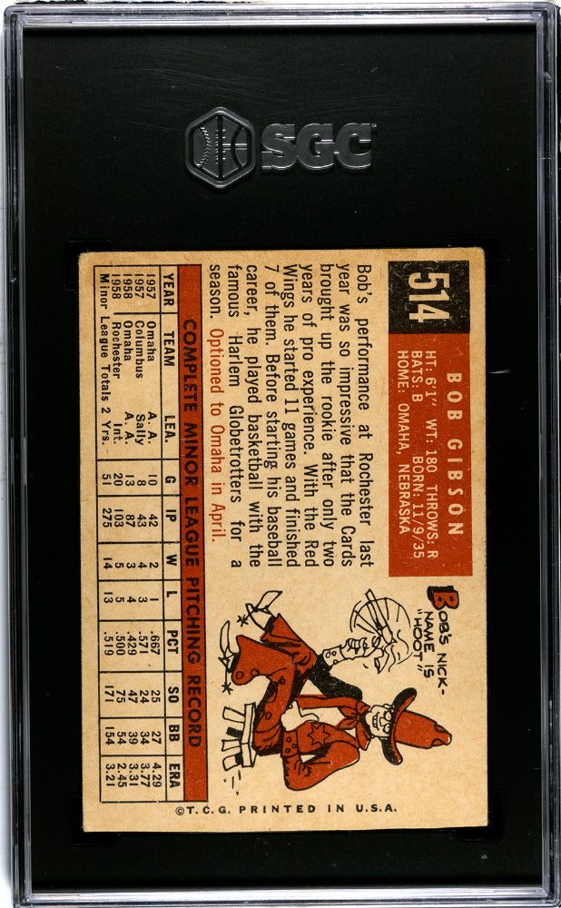 1959 Topps Bob Gibson #514 SGC Authentic