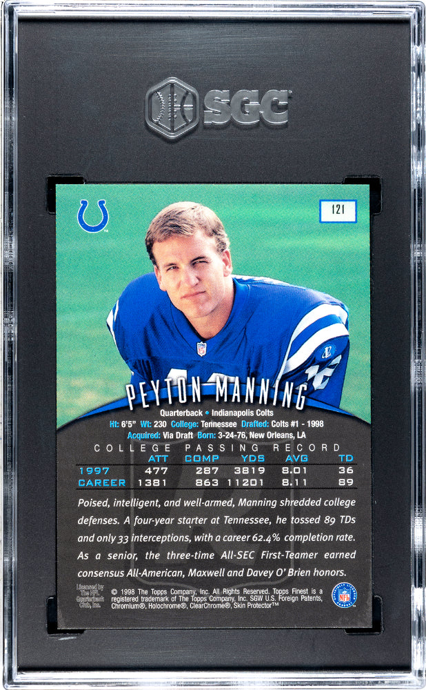 1998 Topps Finest Peyton Manning #121 SGC 8