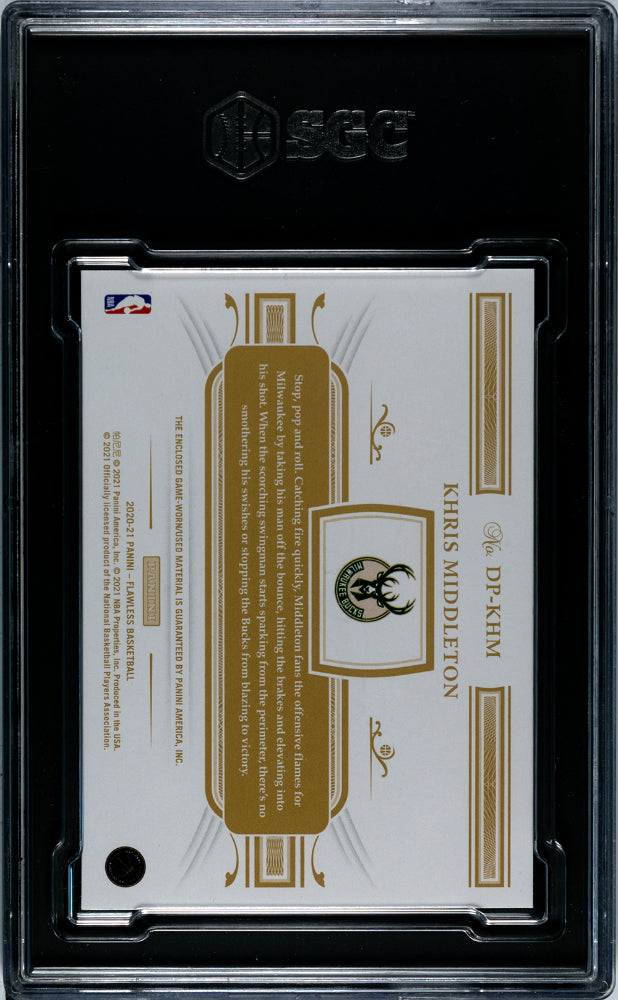 2020-21 Panini Flawless Khris Middleton #DP-KHM Dual Patches /20 SGC 10