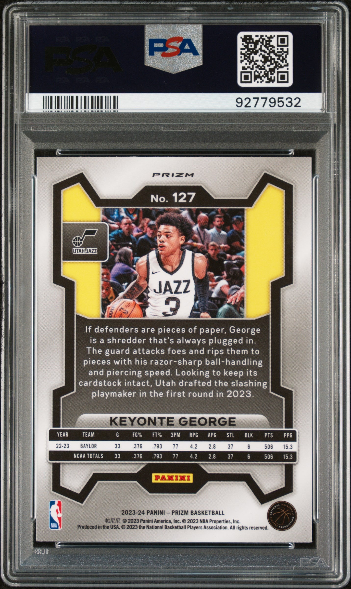 2023 Panini Prizm Keyonte George #127 Green PSA 10