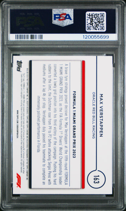 2024 Topps Chrome Formula 1 Max Verstappen #163 Purple Checker Flag /199 PSA 9