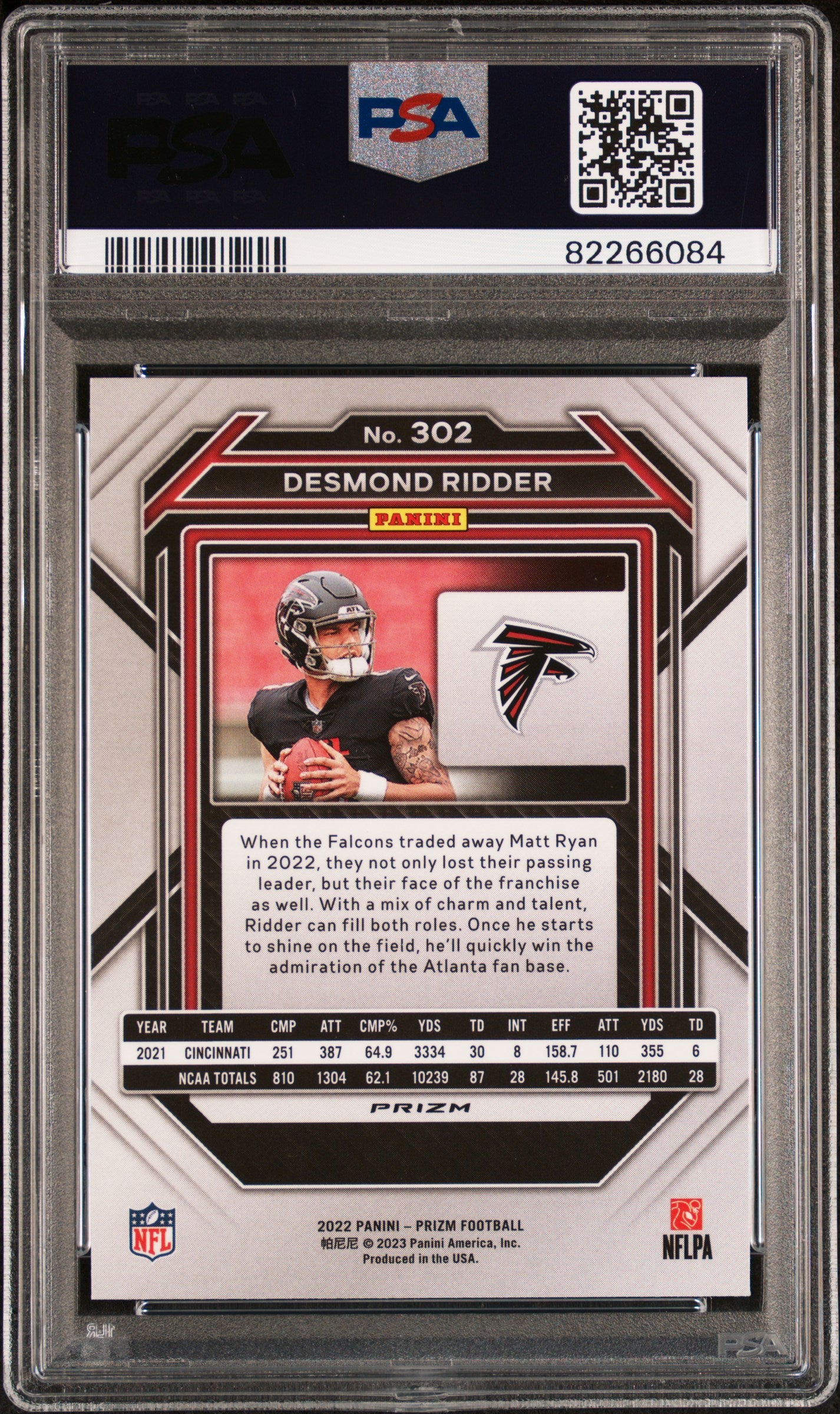 2022 Panini Prizm Desmond Ridder #302 Green Prizm PSA 10