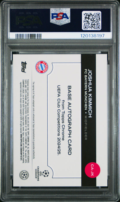 2024-25 Topps Chrome UEFA Joshua Kimmich #CA-JK Orange Geometric /25 Auto PSA 9
