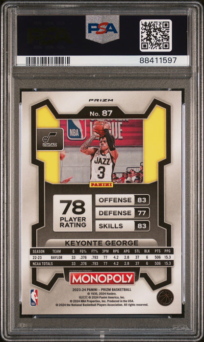 2023 Panini Prizm Monopoly Keyonte George #87 Purple PSA 10