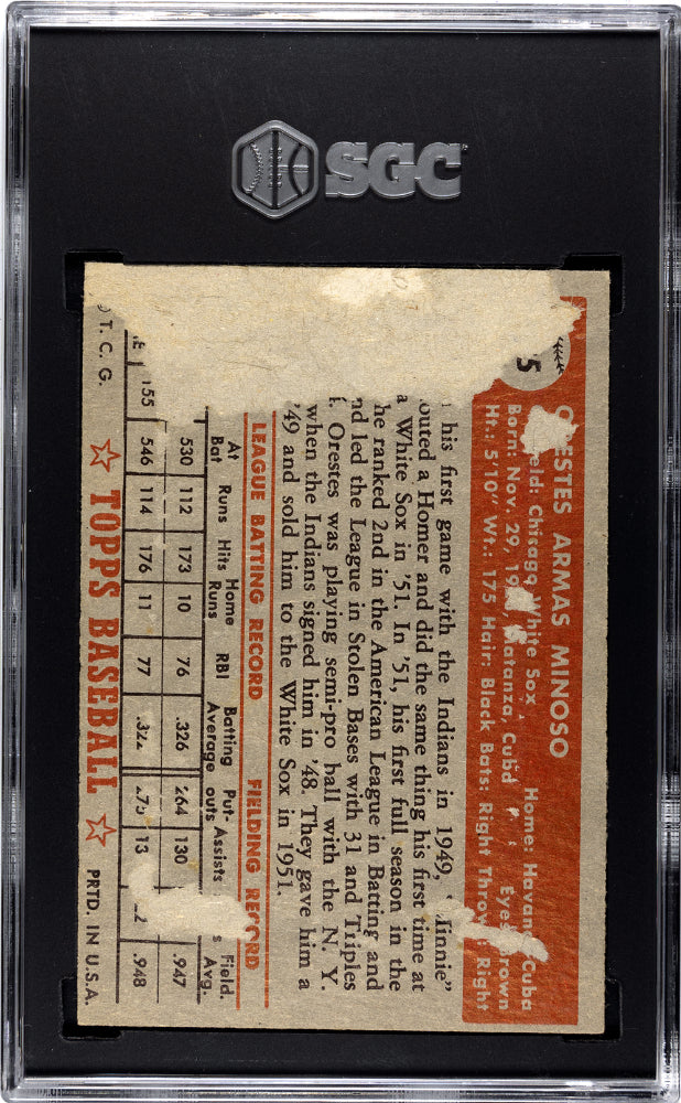 1952 Topps Orestes Minoso #195 SGC 1