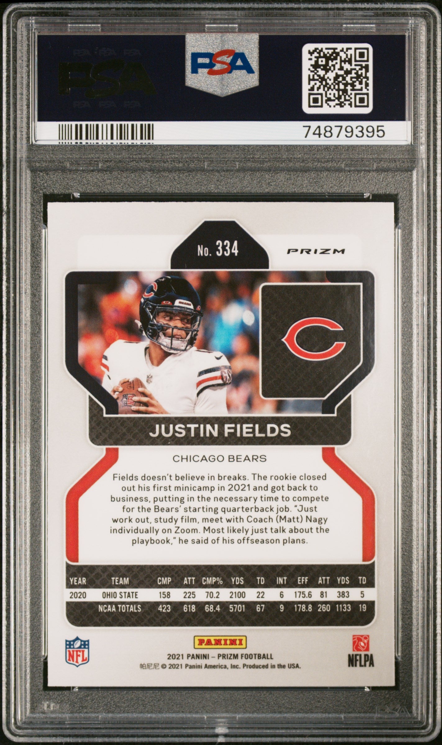 2021 Panini Prizm Justin Fields #334 Lazer Prizm PSA 9