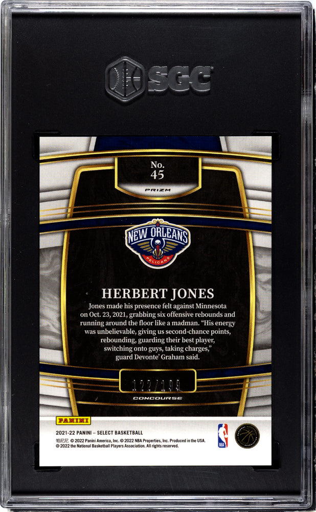 2021-22 Panini Select Herbert Jones #45 Red Prizm /199 SGC 10