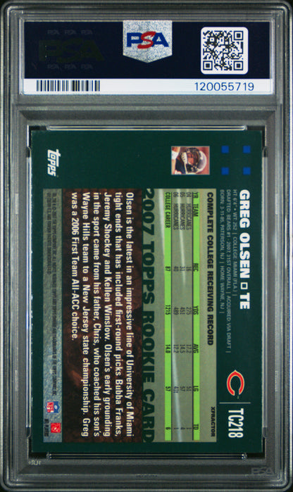 2007 Topps Chrome Greg Olsen #TC218 X-Fractor RC Rookie PSA 10