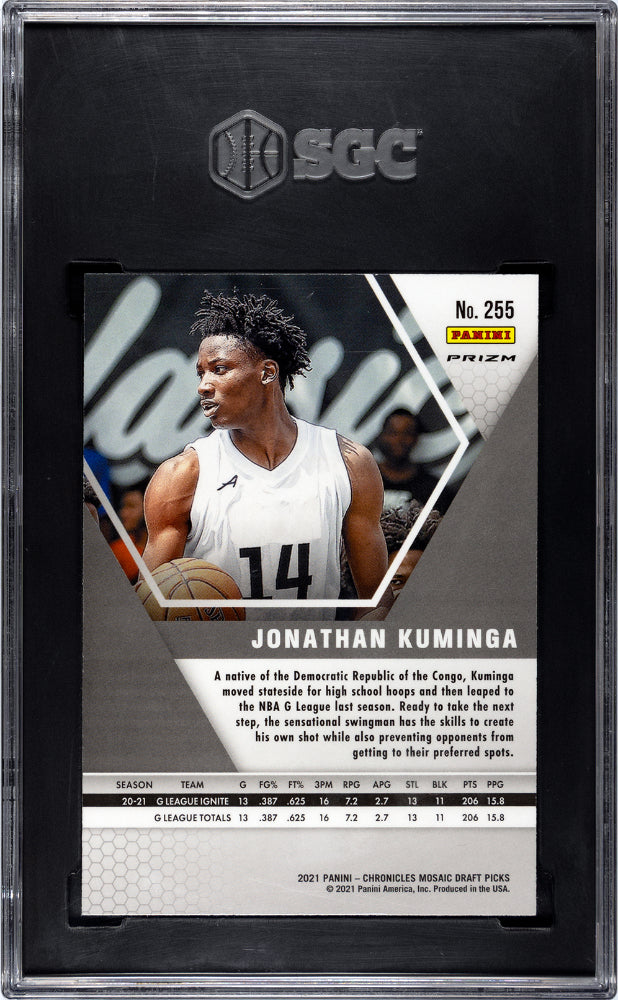 2021-22 Chronicles Draft Picks Jonathan Kuminga Mosaic Black Prizm SGC 10