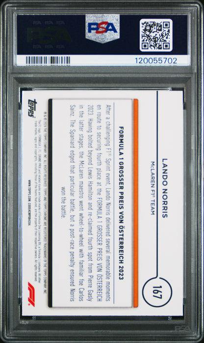 2024 Topps Chrome Formula 1 Lando Norris #167 Gold Checker Flag 31/50 PSA 10