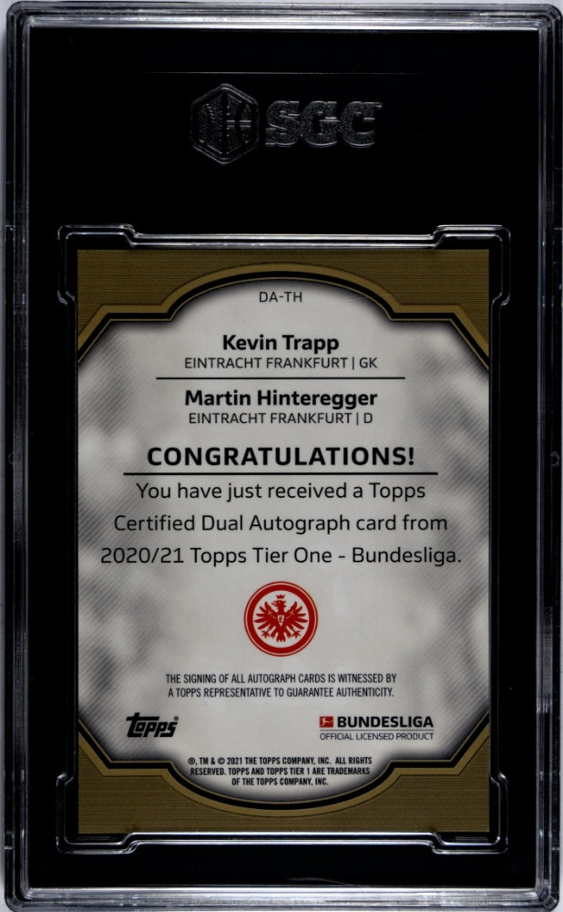 2020-21 Topps Tier One Bundesliga Hinteregger Trapp DA-TH Dual Auto SGC 9.5