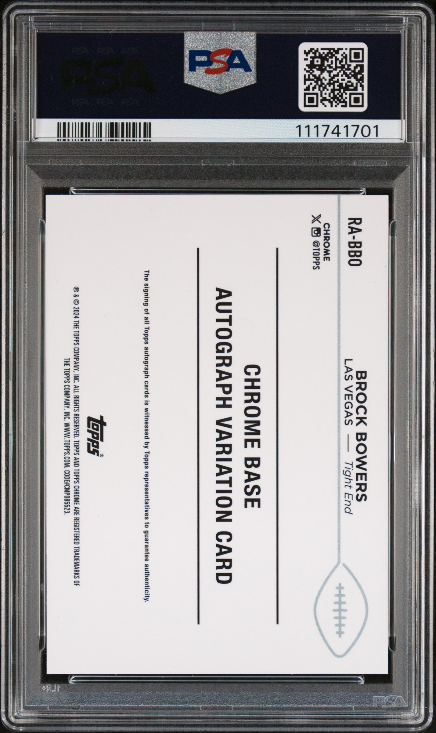 2024 Topps Chrome Brock Bowers #RA-BBO Green Geometric Rookie Auto 17/99 PSA 10