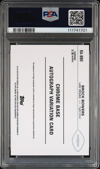 2024 Topps Chrome Brock Bowers #RA-BBO Green Geometric Rookie Auto 17/99 PSA 10