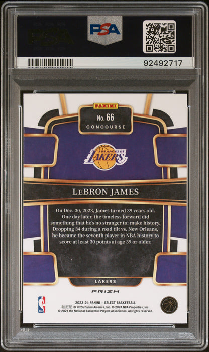 2023 Panini Select LeBron James #66 Blue Cracked Ice PSA 10