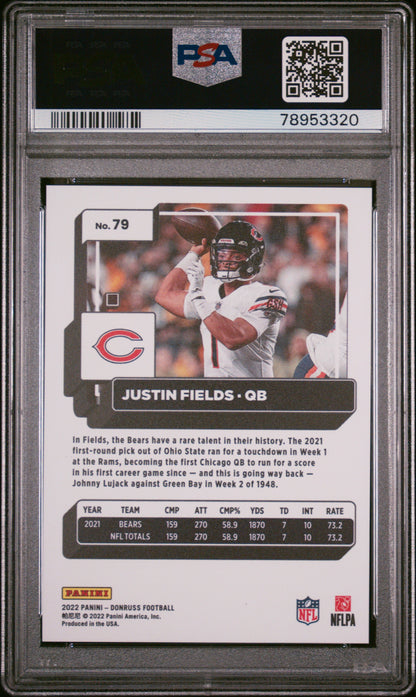 2022 Panini Donruss Justin Fields #79 Press Proof Premium PSA 9