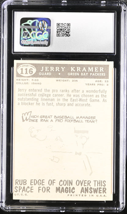 1959 Topps Jerry Kramer #116 RC Rookie CGC 6