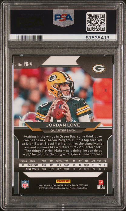 2020 Panini Chronicles Jordan Love #PB4 Prizm Black PSA 10