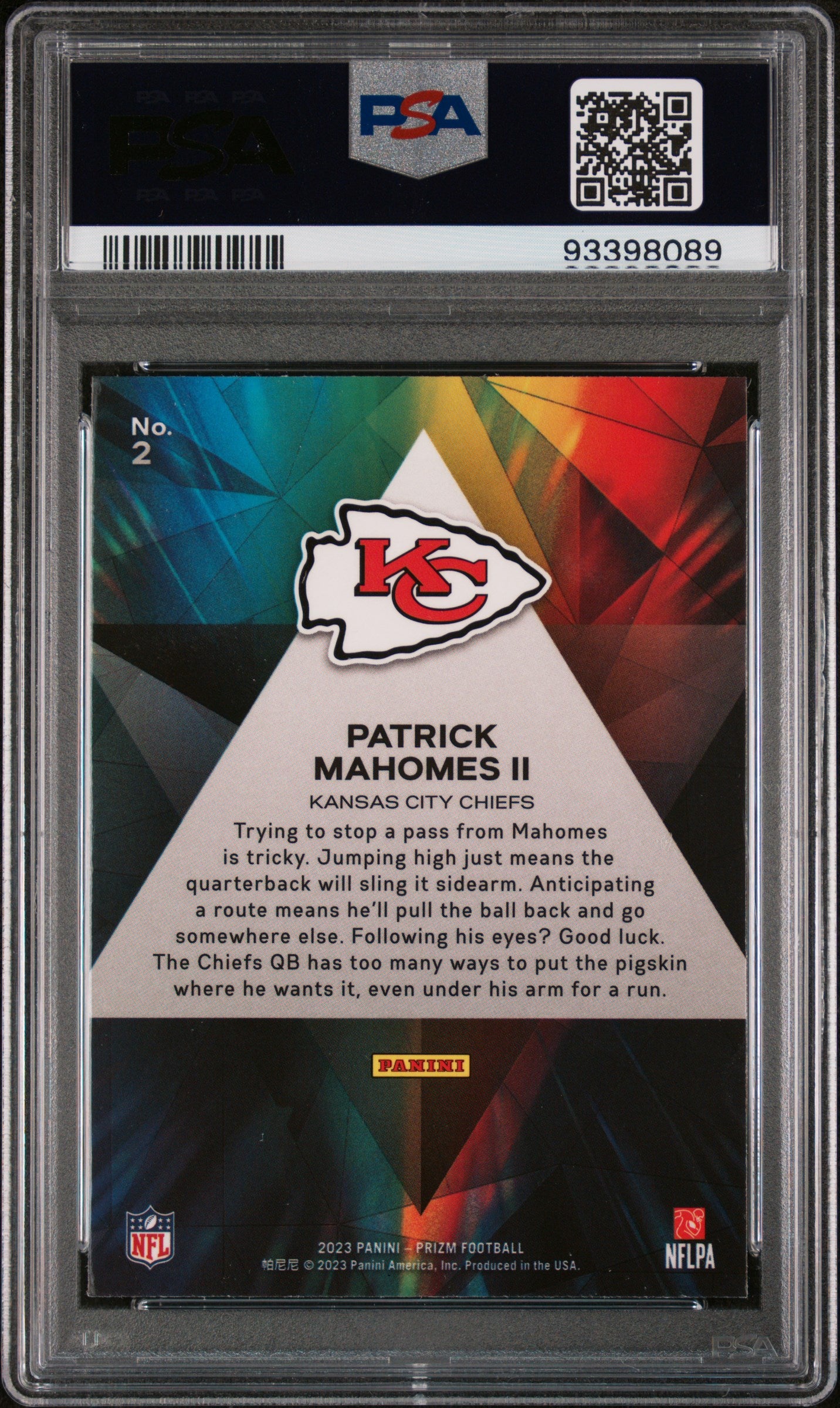 2023 Panini Prizm Patrick Mahomes II #2 Prizmatic PSA 10